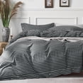 thumbnail image 1 of Cotton Duvet Cover Queen Size Pinstriped Comforter Cover with Button Washed Cotton Breathable Soft Solid Bedding Set Duvet Cover ×in & Pillowcases (NO Comforter), 1 of 8