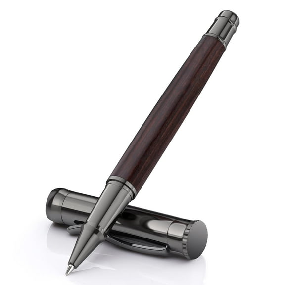 WEMATE Wood Rollerball Pen Set with 2 Ink Refills, 3-Count