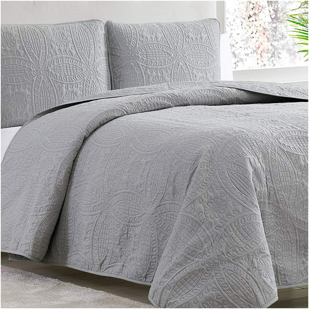 Mellanni Bedspread Coverlet Set Gray Comforter Bedding Cover