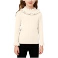 thumbnail image 2 of Kids' Girls Turtleneck Sweater Pearl Lace Collar Cute Knit Top Fall Winter Warm Cozy Layering Wear 2-10Y, 2 of 7