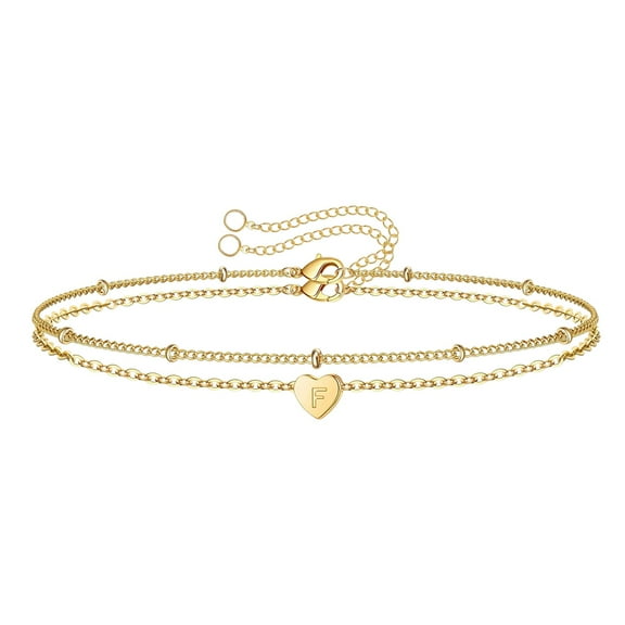 SUSHANG Alphabet Bracelet Gifts Heart Initial Bracelets 1 Gold Plated Layered Initial Bracelets Heart Initial Bracelets Valentines Day Gifts Initial Bracelets for Teen Girls Women