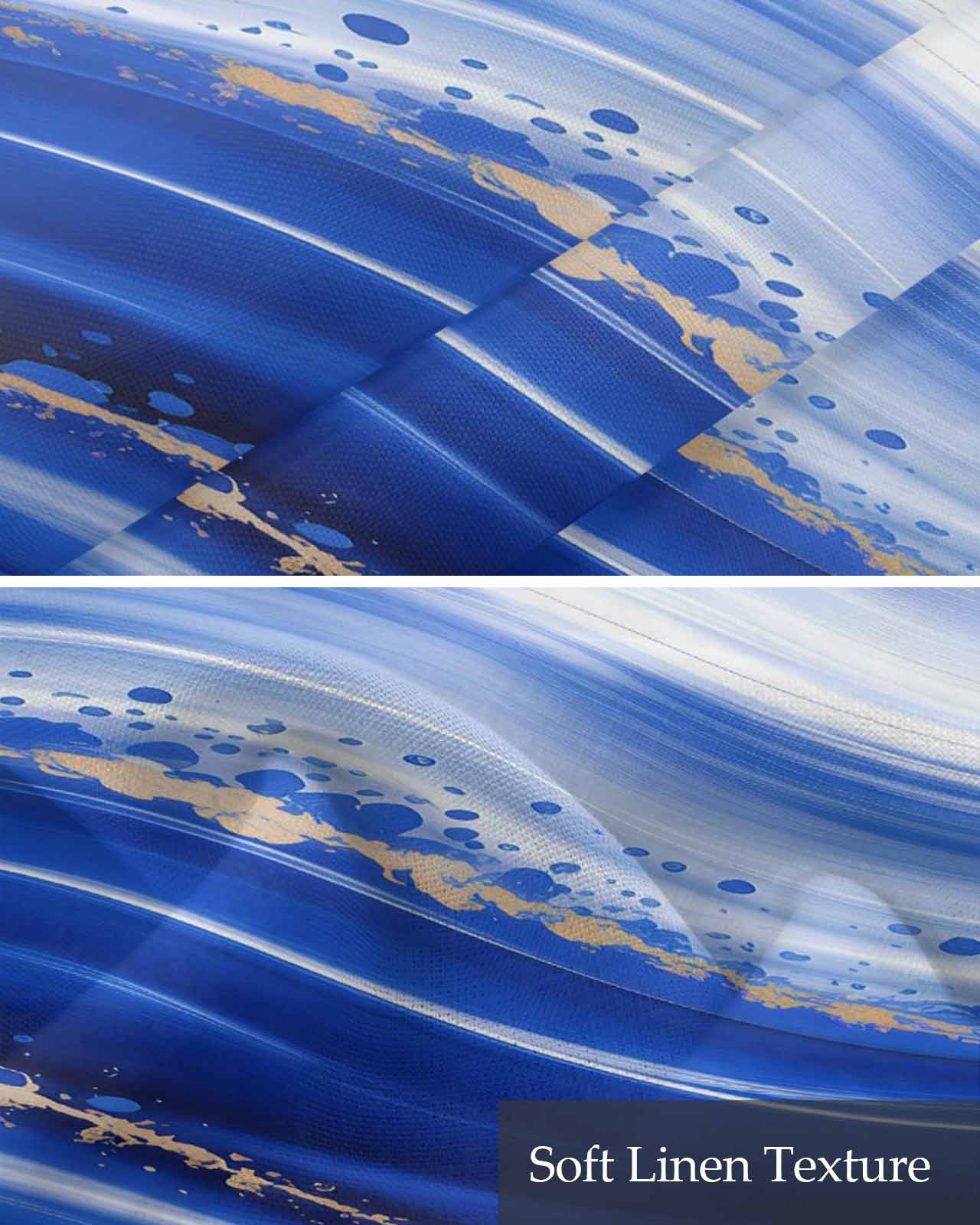Blue Waves Abstract Kitchen Valances for Windows Farmhouse Linen Window Valance Curtain for Living Room Window Treatment Ocean Fluid Gradient Luxury Valance Rod Pocket Topper Drape, 54 x 18 Inch