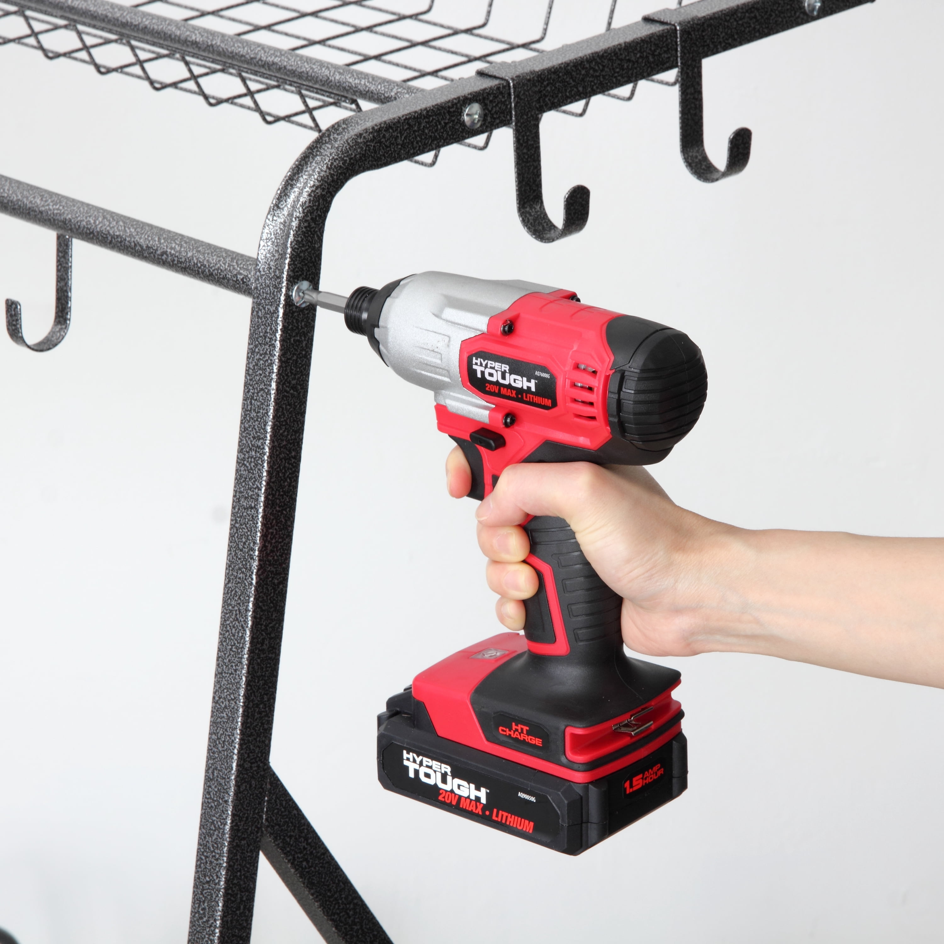 Hyper Tough 20V Max Lithium-ion 3/8-in. Cordless Drill, 1/4-in. Impact Driver & Reciprocating Saw Combo Kit (3-Tool) with (2)1.5Ah Lithium-ion Batteries, Charger, Wood Blade, Bit Holder & LED Lights