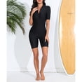 thumbnail image 4 of TiaoBug Women Short Sleeve Zip Up Shorty Wetsuit Color Block Athletic Rashguard Shirts Beach Monokini Black L, 4 of 7