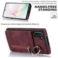 thumbnail image 6 of Nalacover for Samsung Note 10, Wallet RFID Credit Card Holder and Zipper Pocket,Drop Protection Flip Cover Ring Holder Kickstand Double Magnetic Clasp for Samsung Galaxy Note 10, Winered, 6 of 12