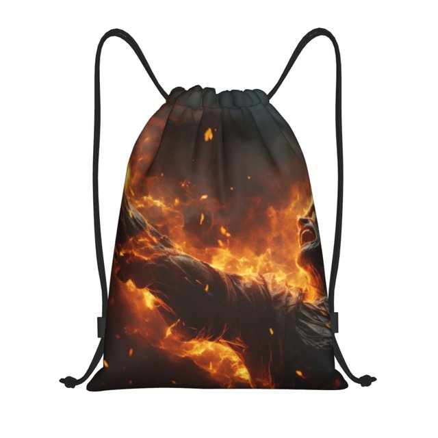 Fotbe Cool Fire Man Bolsa Mochila con Cordón Estampada, Bolsa de Gimnasio Deportiva, Bolsa Cinch, Bolsa con Cordón para Hombres y Mujeres-Small