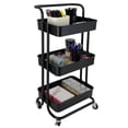 thumbnail image 1 of Home Basics 3 Tier Steel Rolling Utility Cart with 2 Locking Wheels, Black, 1 of 1