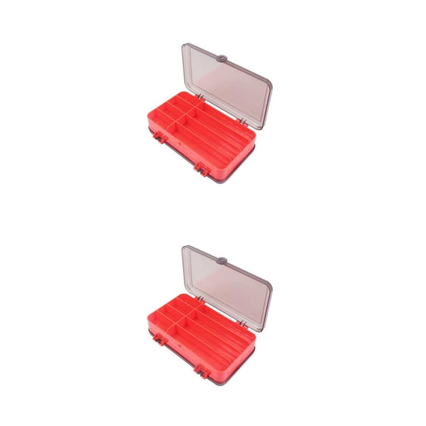 Caja de almacenamiento de herramientas de pesca Kearding Color sólido Compartimento múltiple Rojo 2Conjunto