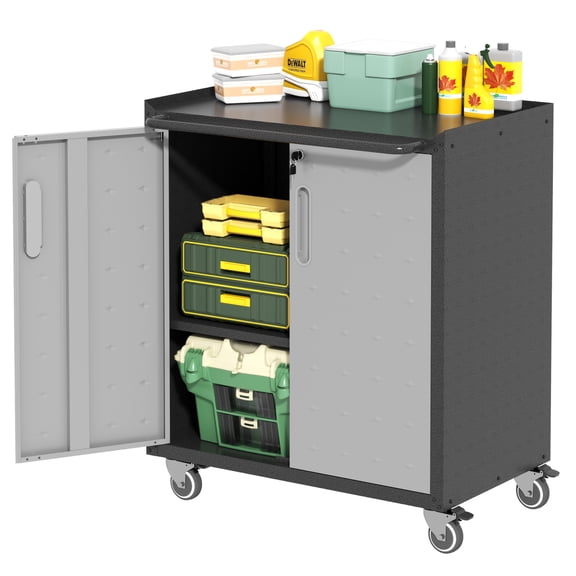 Heavy Duty Metal Storage Cabinet on Wheels – Tool Cabinet for Garage, Office, Home Organizer
