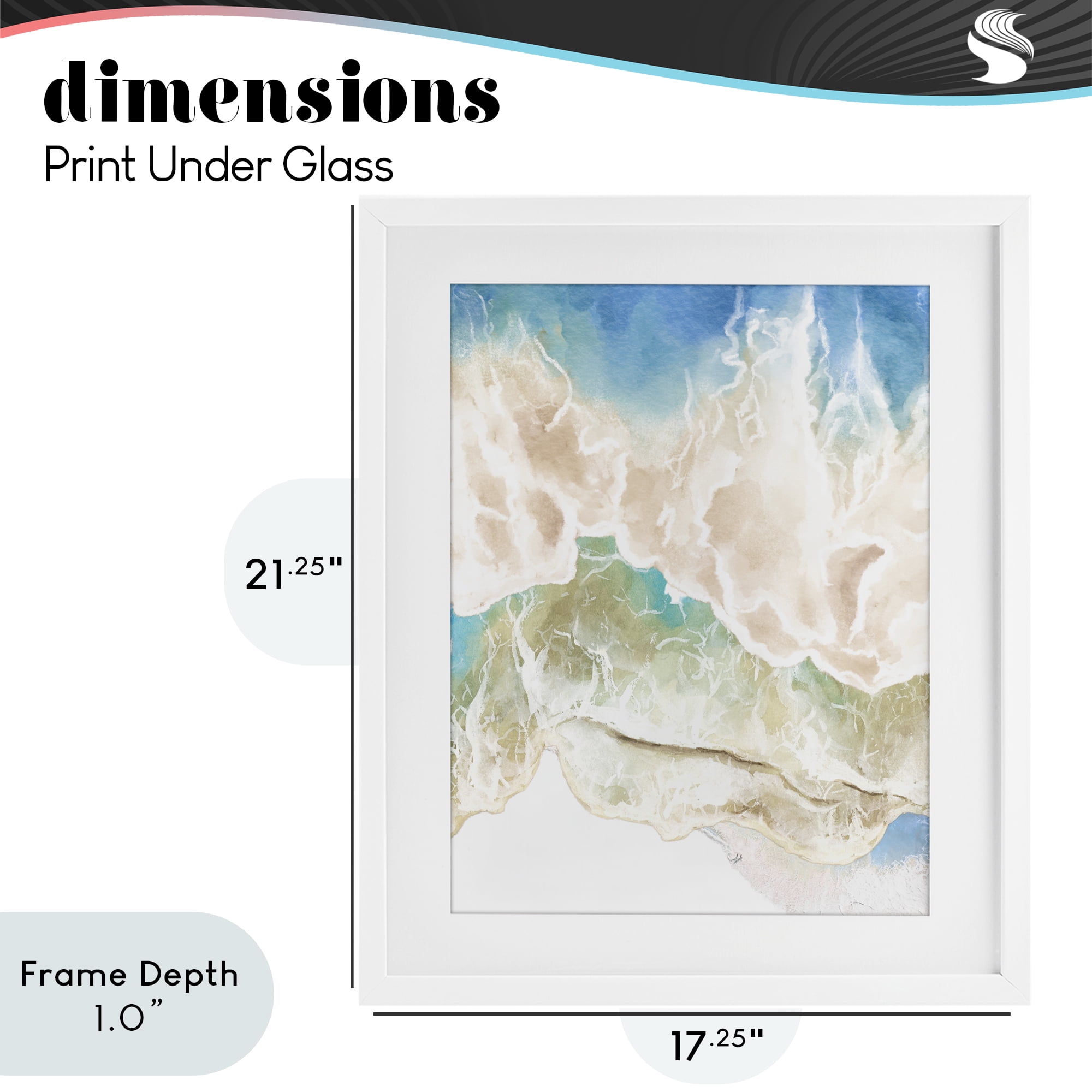 Stupell Industries Washed Away Tide Abstract White Framed Print Under Glass, design by Jesse Keith