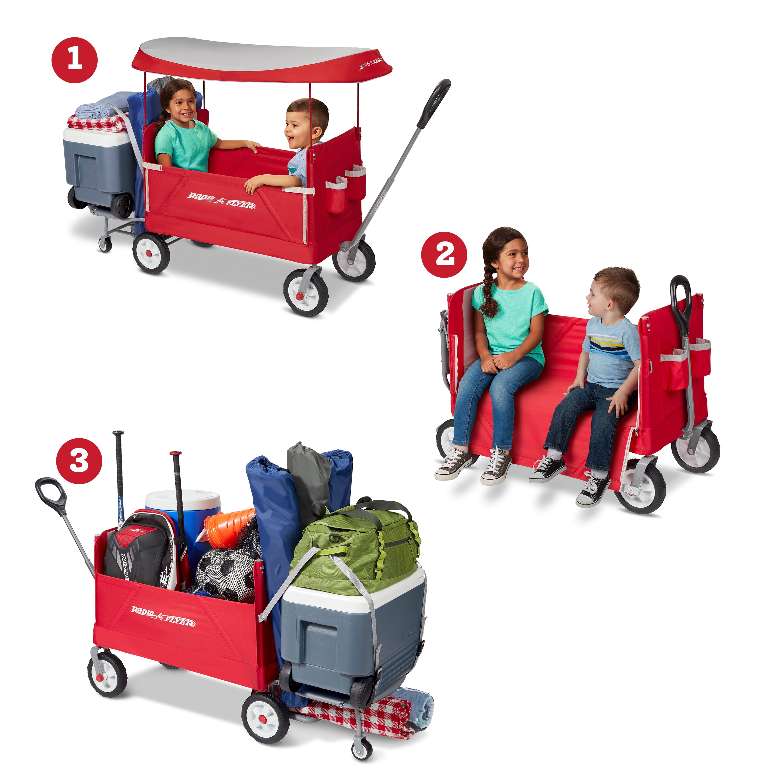 radio flyer wagon with canopy and cooler