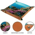 thumbnail image 3 of Women Girls Leather Square Dish Trinket Plate Jewelry Tray, Coast Rocks Flowers Pattern Mothers Day Birthday Gift, 3 of 6