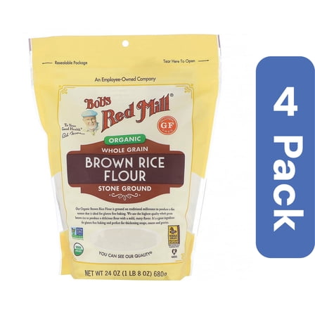 Bob's Red Mill Organic Brown Rice Flour, 24 Ounce, (Pack of 4) 24 Ounce (Pack of 4)