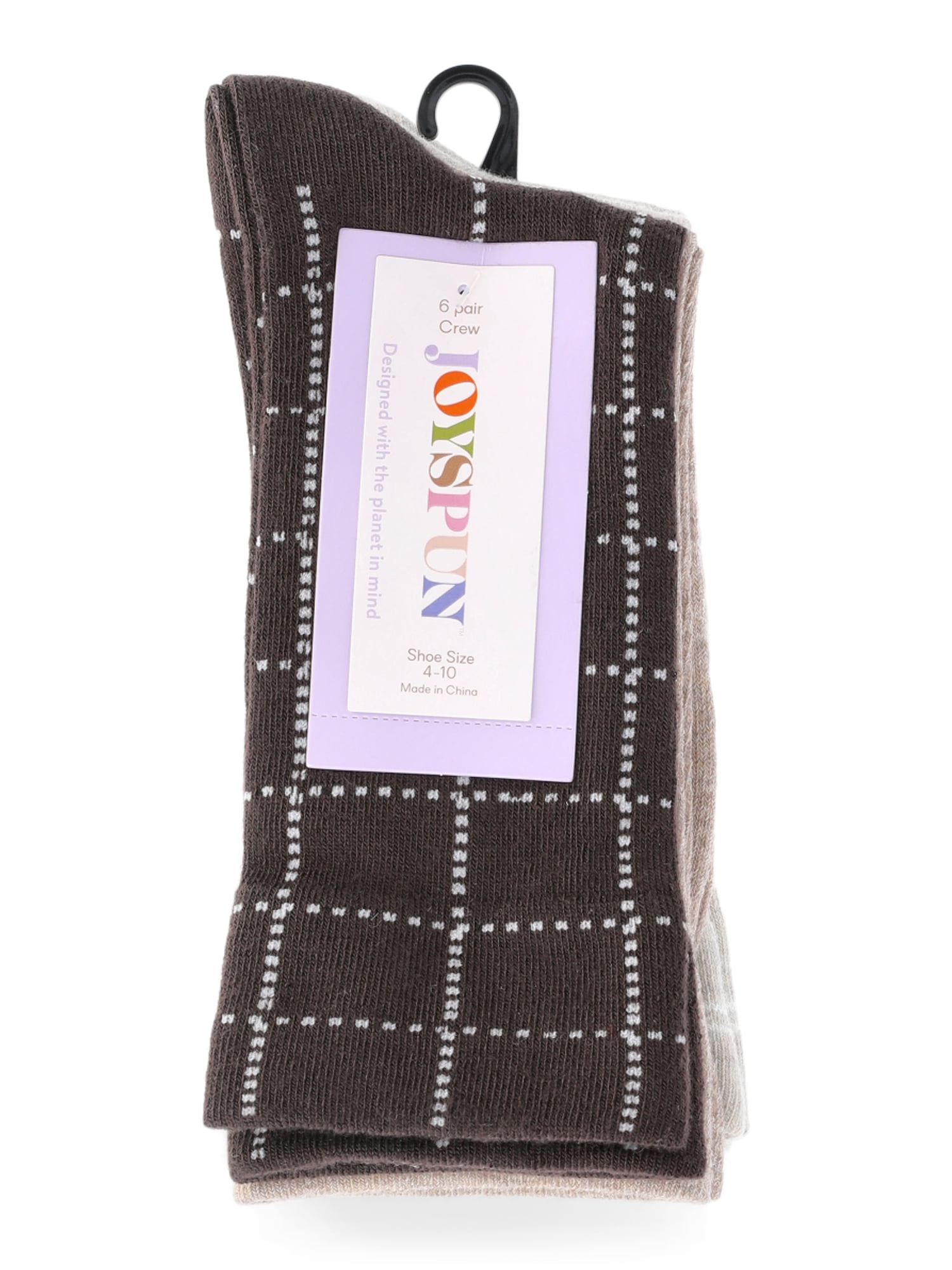 Joyspun Women's Essentials Crew Dress Socks, 6-Pack, Fits Shoe Sizes 4-10
