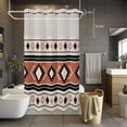 Abstract Stripes No Hook Shower Curtain with Snap in Liner Black Orange ...