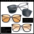thumbnail image 3 of Interchangeable Lens Oversized Horn Rim Plastic Fashion Sunglasses Slate + Cat. 2 Driving Lenses, 3 of 7