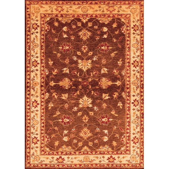 Ahgly Company Indoor Rectangle Oriental Orange Industrial Area Rugs, 5' x 7'