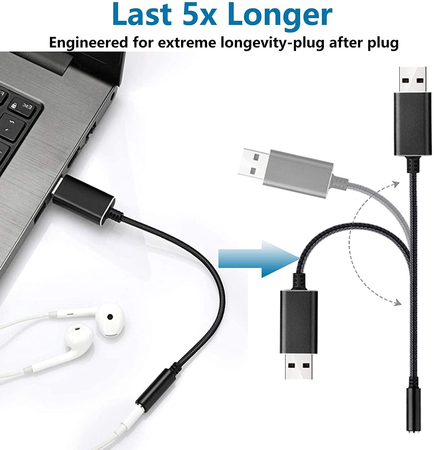 2x Adaptateur USB C vers Jack 3,5 mm - Jack Audio vers USB-C - Jack Audio  3.5 - Jack