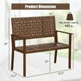 thumbnail image 3 of Costway Patio Loveseat All Weather Bench with Solid Rubber Wood Frame&Hand Woven PU Leather, 3 of 8