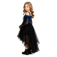 thumbnail image 5 of Girls' Halloween Gothic Off-Shoulder Lace Sleeve Party Dress, off-shoulder cut, lace mesh long sleeves, irregular high-low hem, Suitable For Halloween Parties, Themed Costume Events Blue 8-9 Years, 5 of 7