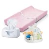 Baby Diapering Essentials: 2 Sided Contoured Changing Pad with Ultra Plush Cover (Pink), Wipes Warmer & Spin Station Org