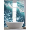 thumbnail image 5 of Abstract Ocean Wave Sheer Curtains 84 Inch Long 2 Panels, Modern Blue Marine Light Filtering Rod Pocket Curtains, Sheer Voile Drapes for Living Room Bedroom, 52"x84", 5 of 8