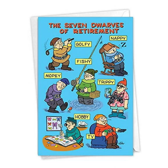 1 Funny Retirement Card with Envelope - Seven Dwarves of C7246RTG
