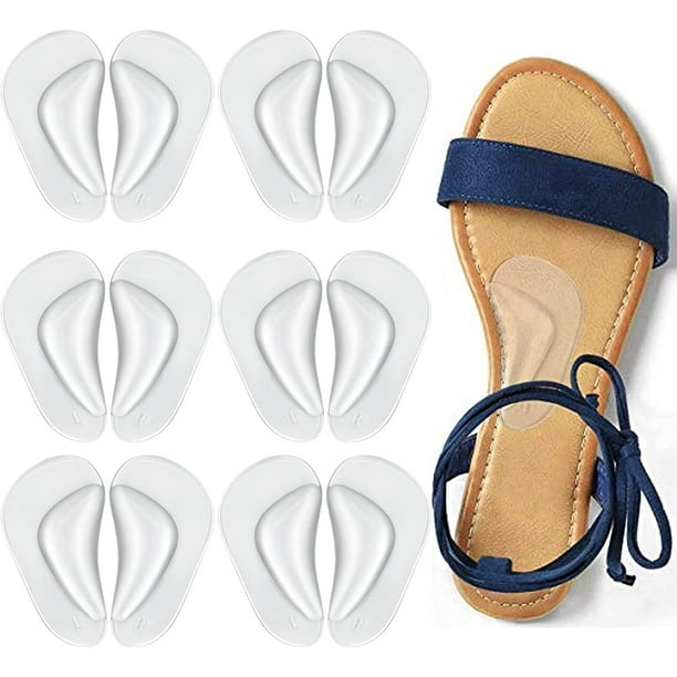 6 pares de cojines de gel para soporte de arco para hombres y mujeres, plantillas para zapatos para pies planos, insertos de arco reutilizables para fascitis plantar, almohadilla adhesiva para arco p TUNC Sencillez