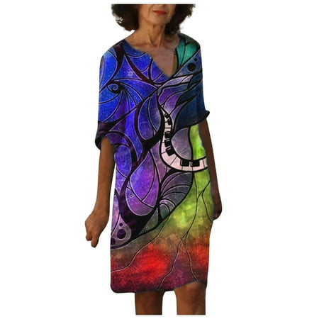 

Pink Dress Womens Dresses Womens Summer Sexy Printed Leisure V-Neck Ladies Dress Beach Short Sleeve Dress Maternity Dress Summer Dresses Long Sleeve Dress Clearance 2023 Blue L