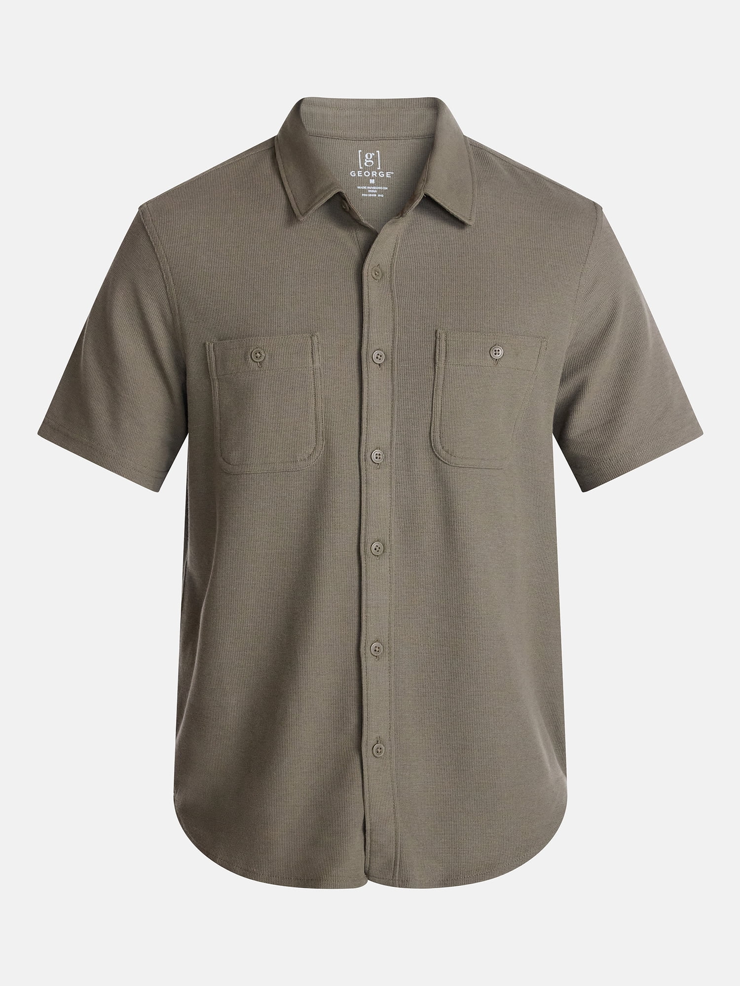 George Men's Waffle Knit Shirt with Short Sleeves, Sizes S-5XB