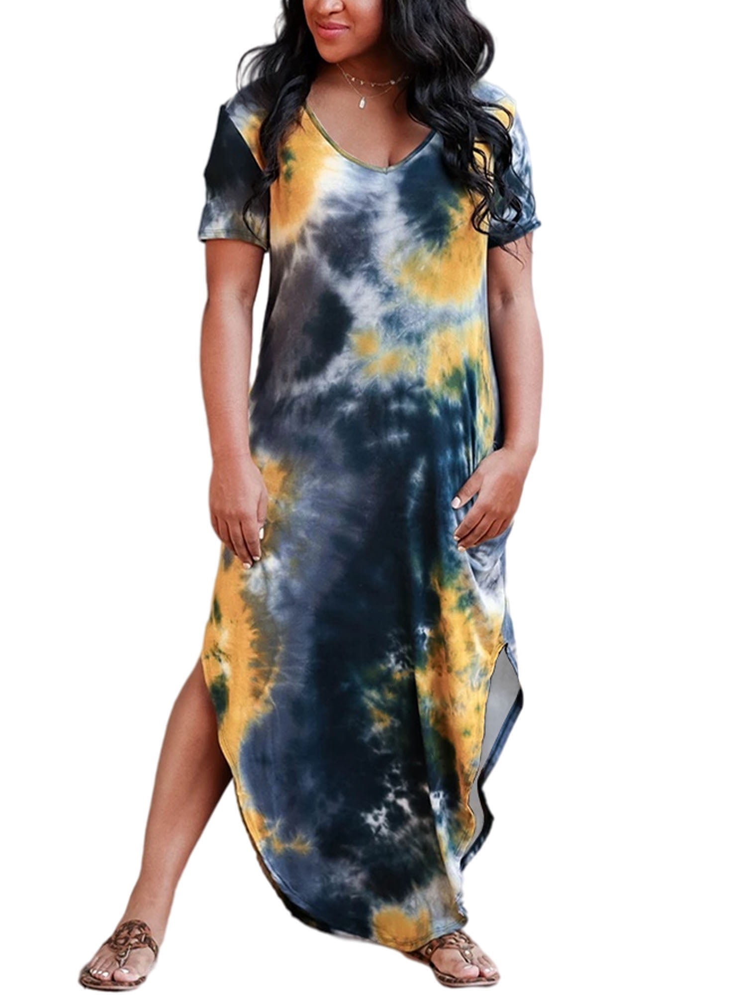 tie dye long sleeve maxi dress
