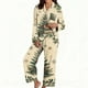 thumbnail image 2 of Puyaiuu Women 2 Piece Christmas Satin Pajama Set Cute Print Long Shirt Loose Shorts Matching Set Loungewear Gift, 2 of 5