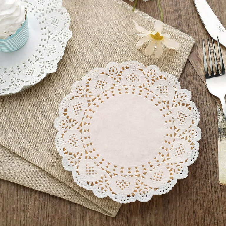 100 Pcs | 10 Round White Lace Paper Doilies, Food Grade Paper | by Tableclothsfactory