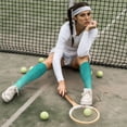 thumbnail image 6 of Xecao Teal Turquoise1 print thigh-high socks, crafted for both men and women with a stretchy, high-opaque design perfect for daily wear, 6 of 6