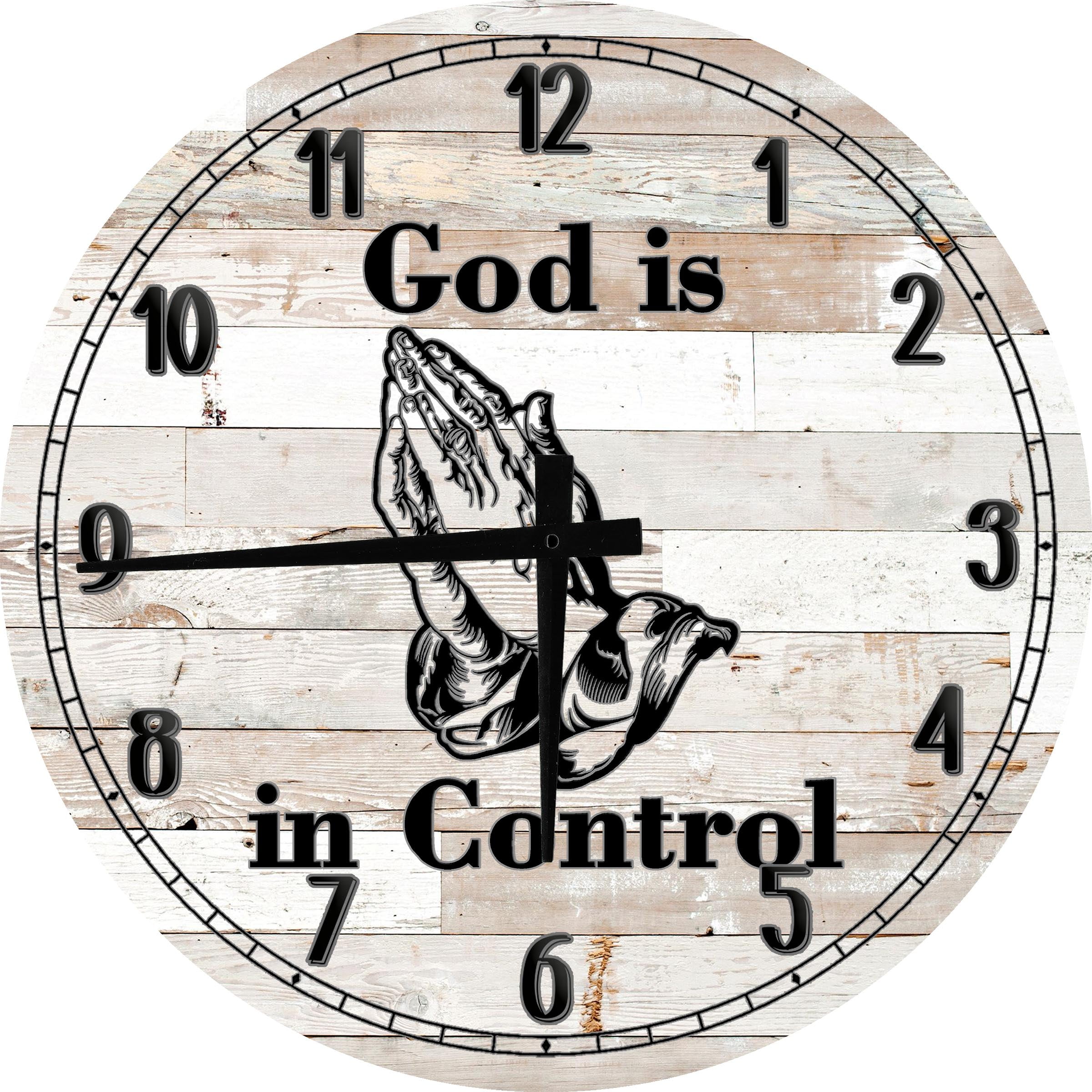 Large Wood Wall Clock 24 Inch Round Religious Wall Art God is in ...