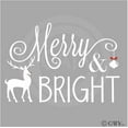 thumbnail image 2 of Merry and Bright with Reindeer and Ornament Self Adhesive Decals Holiday Christmas Vinyl Lettering Wall Decal Sticker Snowflakes - Size: 16.5"H x 24"L - Color: White / Red, 2 of 5