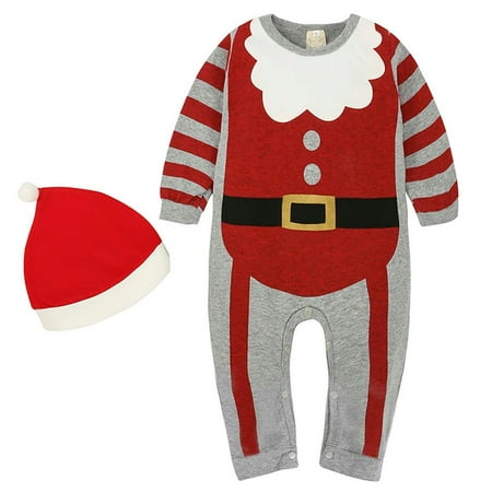 

Zelic Clearance Baby Boy s Clothing Fall Winter Clearance Newborn Girls Boy Baby Christmas Long Sleeve Romper Girls Suit Stripe Trousers Suit Red