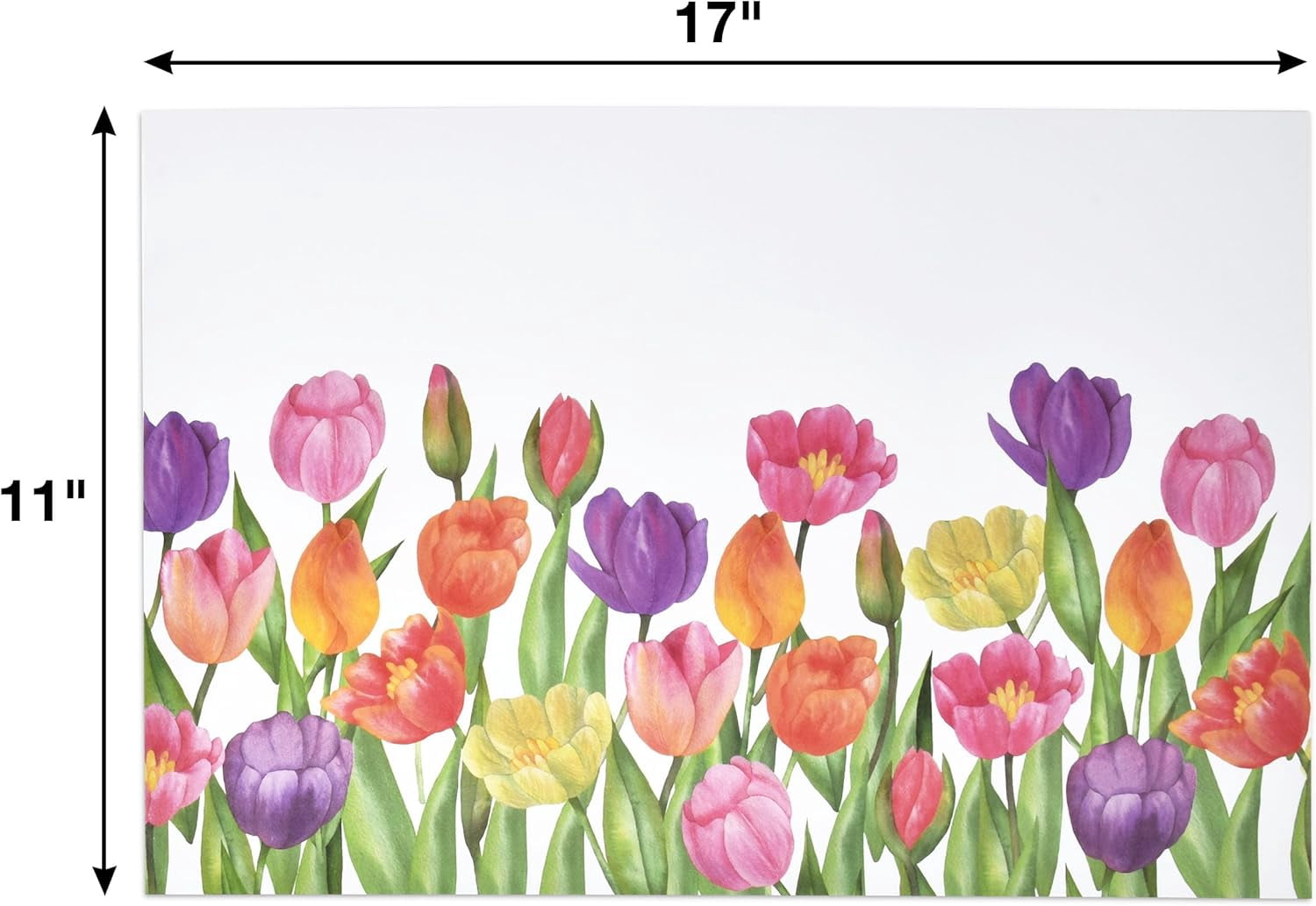 Gift Boutique 50 Pcs Disposable Watercolor Tulip Paper Place Mats, 11" x 17" Rectangle Tulips Flower Coated Placemat for Spring Summer Floral Table Setting Party Supplies