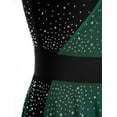 thumbnail image 6 of SiiRoh Figure Skating Dress for Women Color Block Asymmetrical Ballet Dress Lyrical Dancing Dresses Green XL, 6 of 7