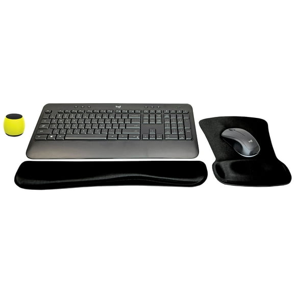Logitech MK540 Advanced Wireless Keyboard & Mouse Combo Active Lifestyle Travel Home Office Modern Bundle with Micro Glow in the Dark Portable Wireless Bluetooth Speaker, Gel Wrist Pad & Gel Mouse Pad