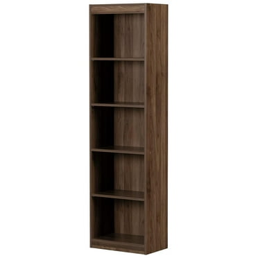 Exlonjet Axess 5-Shelf Narrow Bookcase Natural Walnut, Contemporary