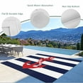thumbnail image 3 of Navy Blue Stripe Nautical Outdoor Rug 3x5 Ft - Reversible Patio Rug Outdoor Camping Rugs, Red Anchor Summer Coastal Washable Indoor Outdoor Area Rugs, Non-Slip Outdoor Carpet Runner for Deck/Porch, 3 of 8