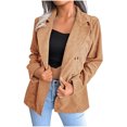 thumbnail image 2 of Turilly Womens Jackets Ladies Clearance, Women Classic Solid Color Corduroy Long Sleeves Button Casual Blazer Jacket Tops Coat, 2 of 9