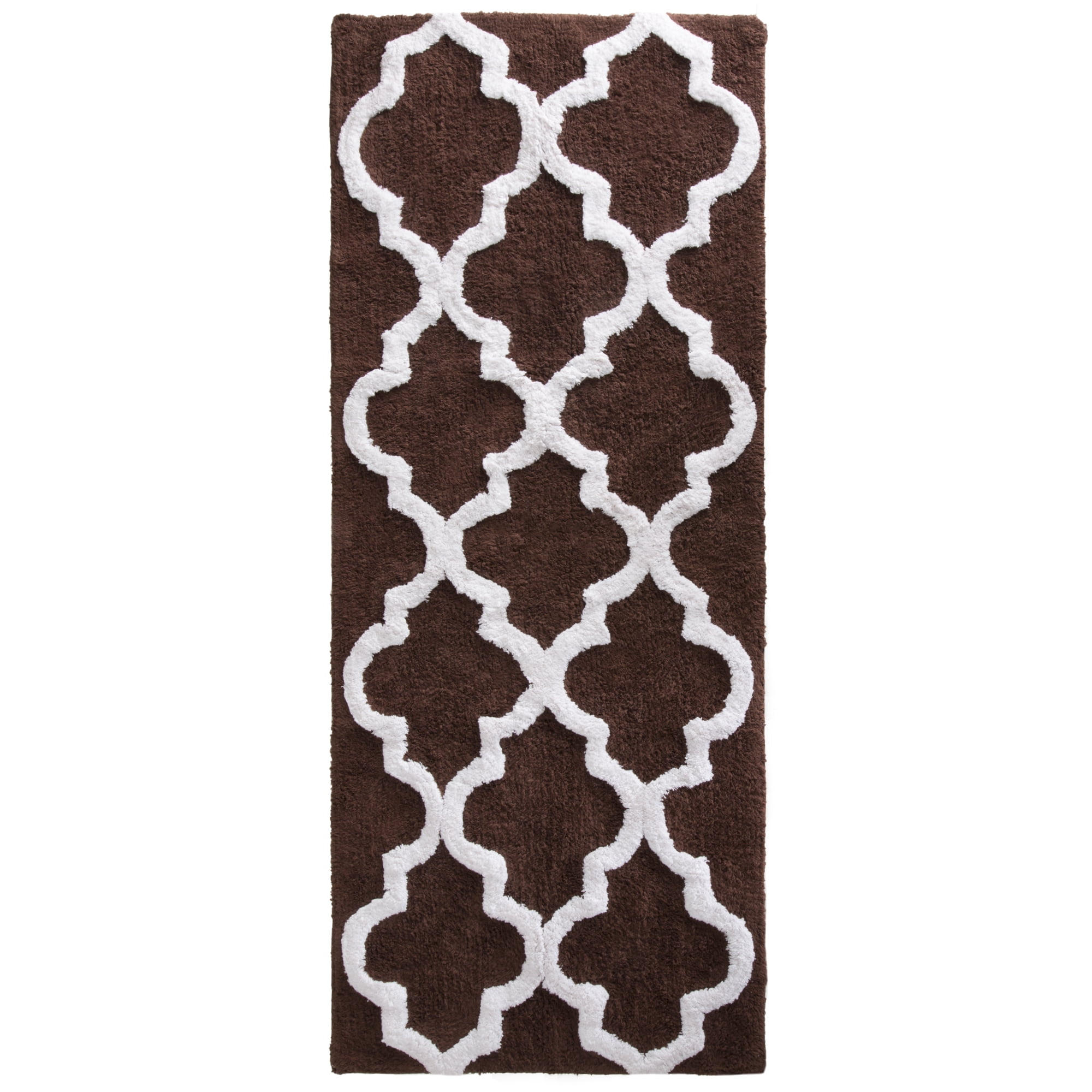 Lavish Home 24 x 60 Inch Bathroom Rug - Non Slip Cotton Bath Mat (Brown)