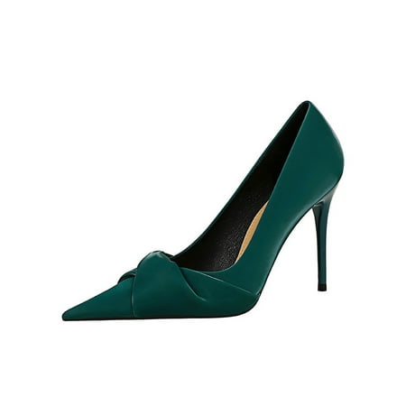

GENILU Womens Fashion Slip On Pumps Lightweight Sexy Dress Pump Shoes Formal Comfort High Heel Green 8.5