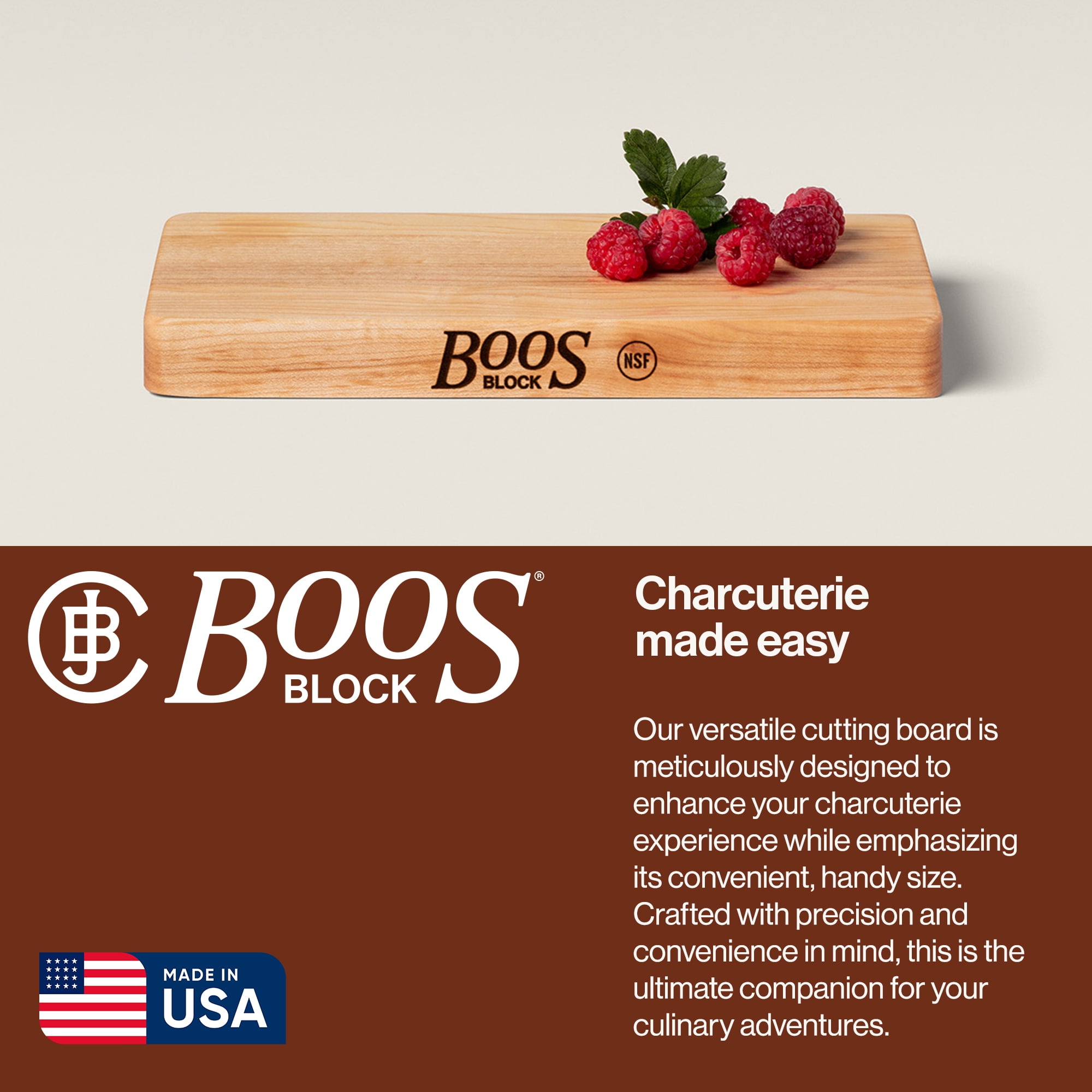 John Boos Chop-N-Slice Wood Cutting Board with Eased Corners, Maple