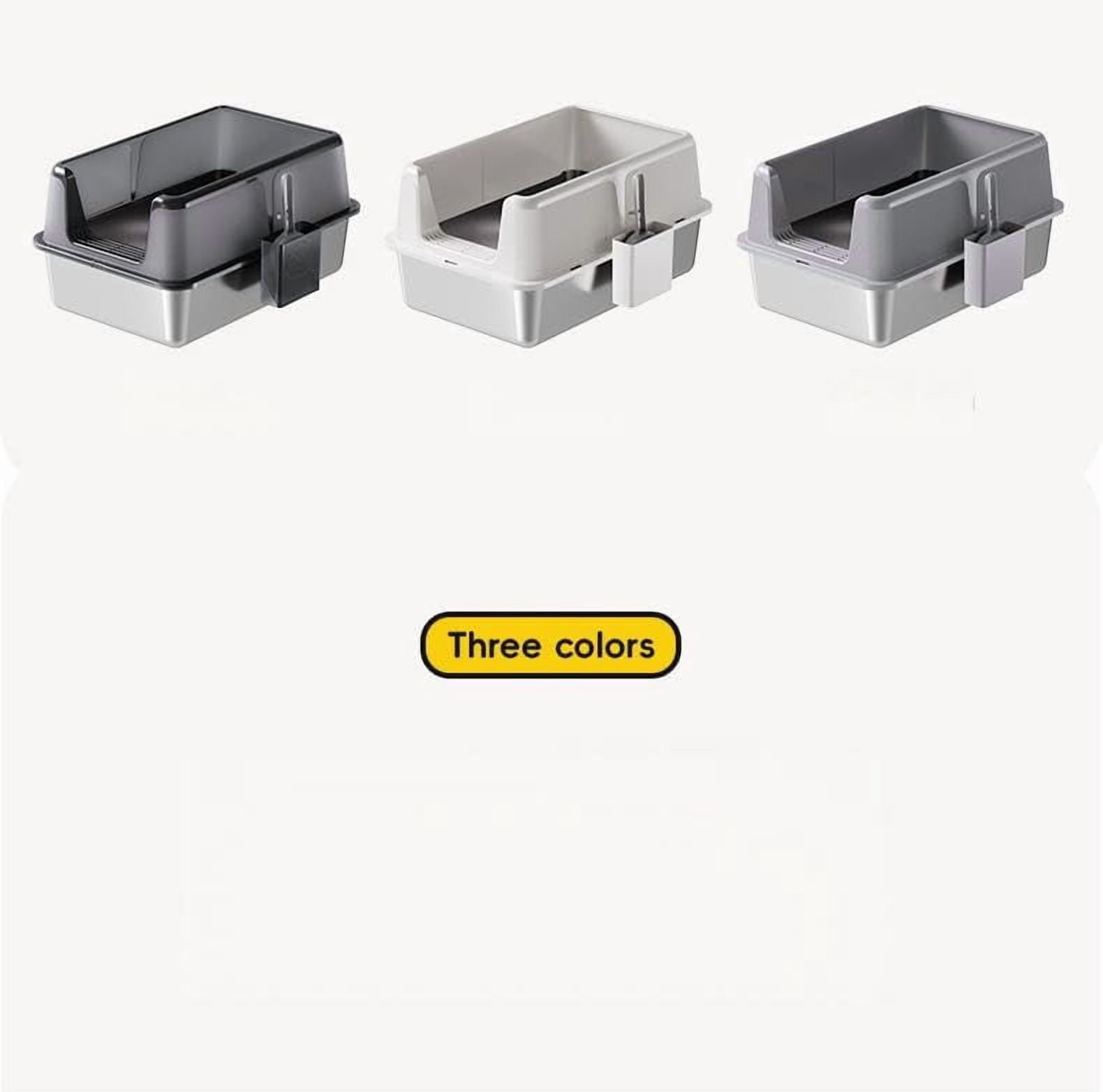 Large Stainless Steel Cat Litter Box with Lid, Side Opening High-Sided Splash-Proof Metal Litter Pan, Non-Stick Easy Clean, Includes Scoop, 23.6" x 15.7" x 12.4"