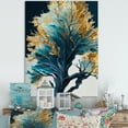 thumbnail image 2 of Designart Abstract Blue And Gold Leaves IV Canvas Wall Art, 2 of 5