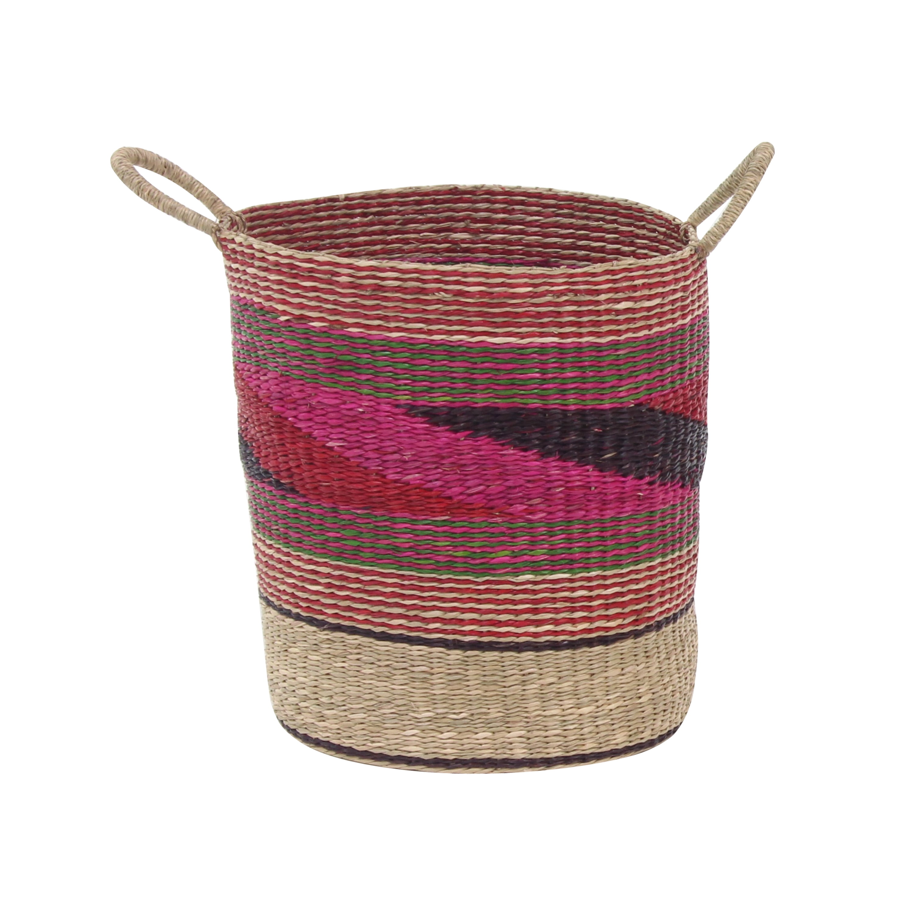 DecMode 15", 17", 20" Pink Sea Grass Eclectic Storage Basket, 3 - Pieces
