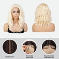 thumbnail image 3 of STUDIOCUT BY PROS Loose Wave Bob Wigs Lace Front wigs 14 Inch Side Deep Part Lace Front Wig for Black Women Curly Wavy Wig Heat Resistant Synthetic Wigs DPL012 (613-LIGHTBLONDE), 3 of 7